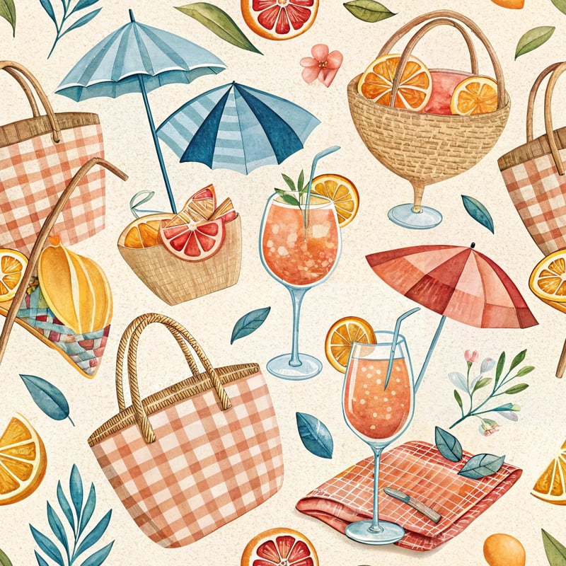 Aperol Spritz Coastal Pattern