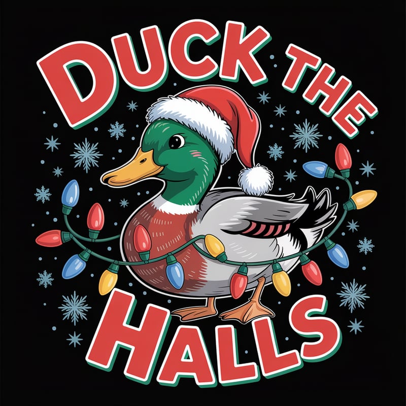 Festive Holiday Mallard Duck Illustration
