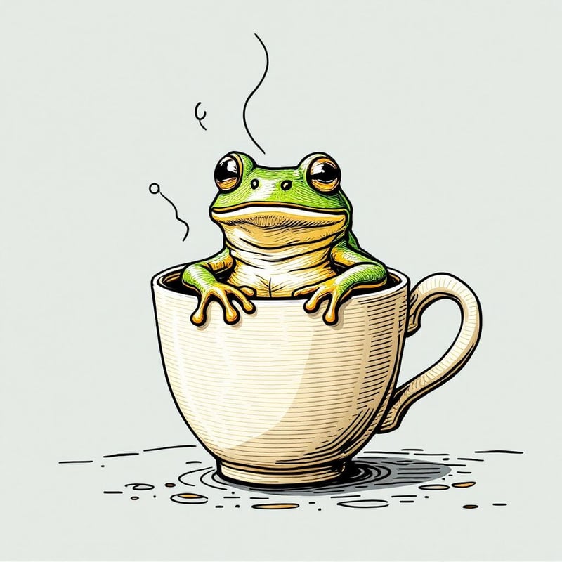 Embroidered Frog in Coffee Mug