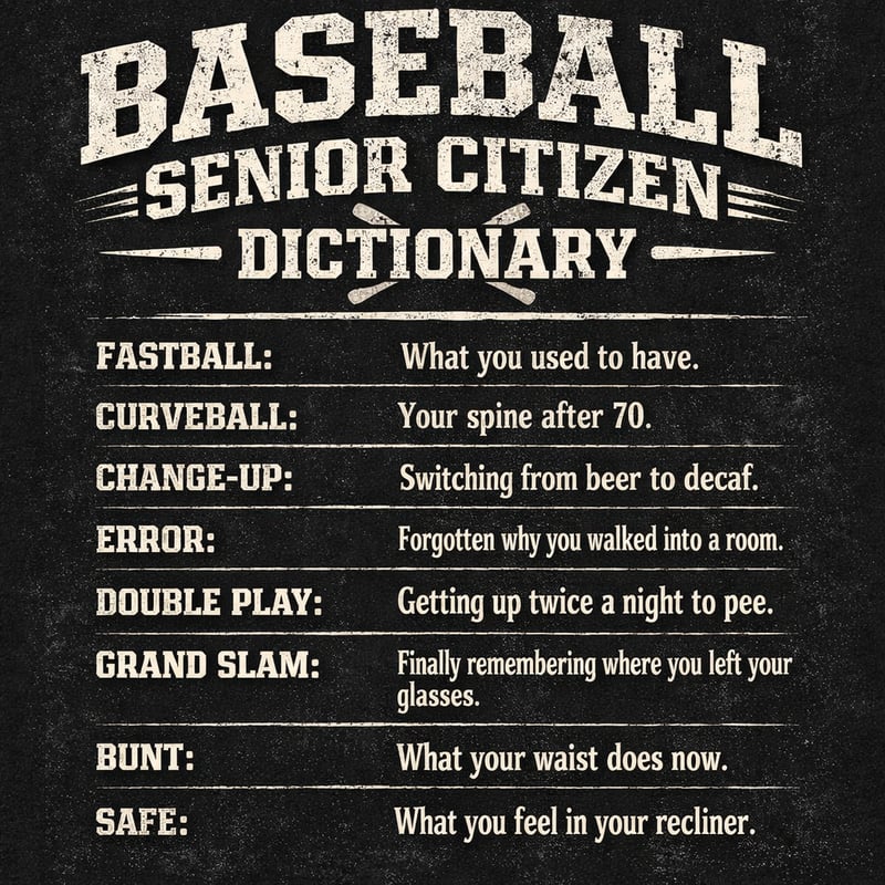 Funny Baseball Senior Citizen Dictionary
