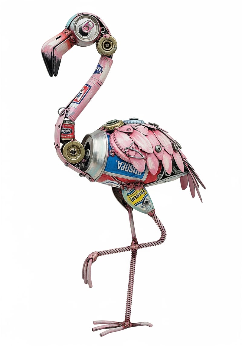 Pink Flamingo Folk Sculpture