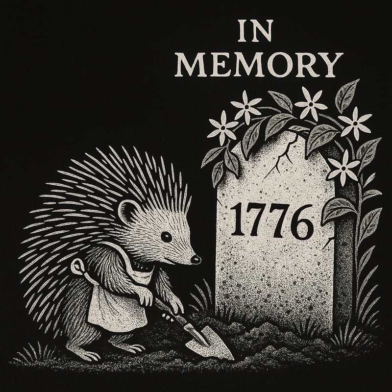 Spiky Hedgehog Gardening by Gravestone