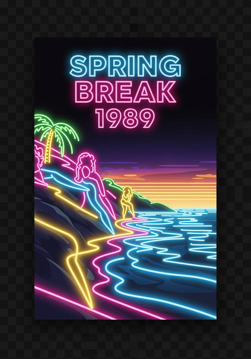 Late-80s Neon Spring Break Poster