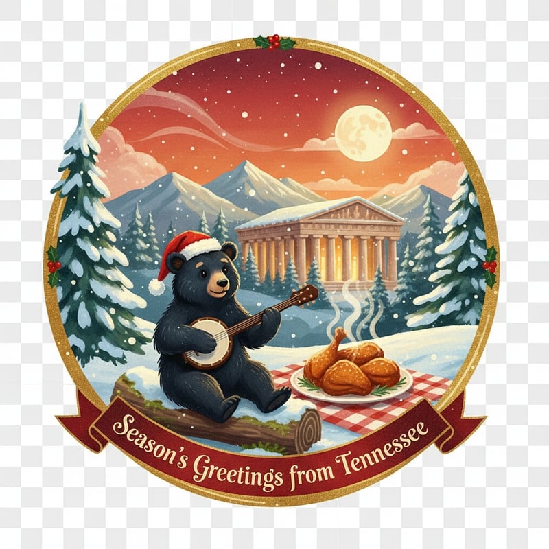 Round Tennessee Christmas Design