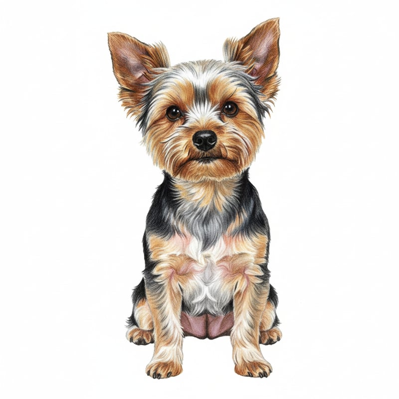 Realistic Parti Yorkshire Terrier Drawing
