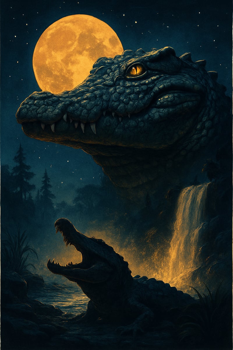 Majestic Crocodile in Prehistoric Night