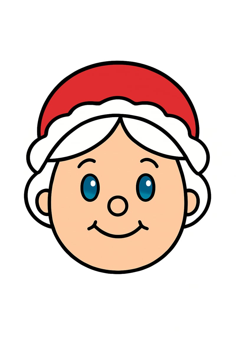 Minimalist Mrs. Claus Cartoon Face