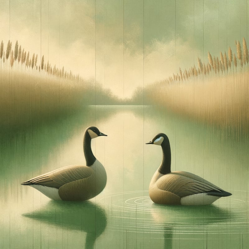 Serene Lakeside Geese Painting