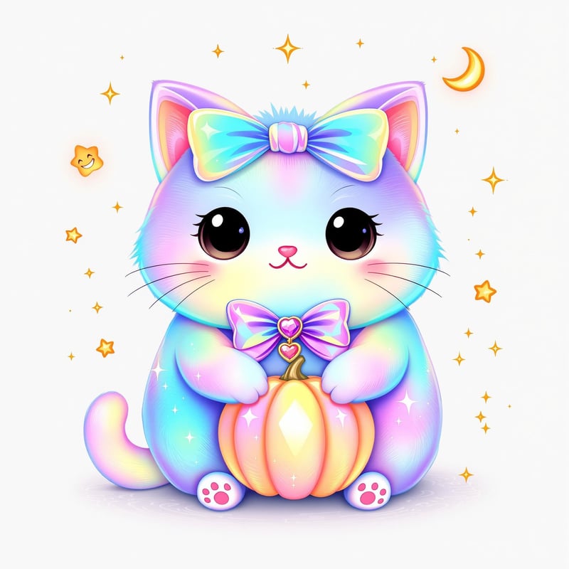 Kawaii Rainbow Holographic Cat
