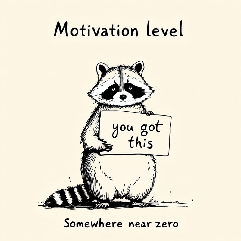 Motivational Raccoon Illustration
