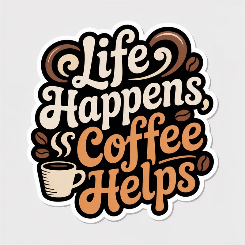 Life Happens Coffee Helps Sticker Design