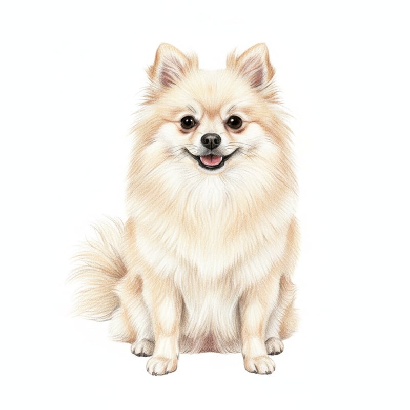 Realistic Cream Pomeranian Drawing