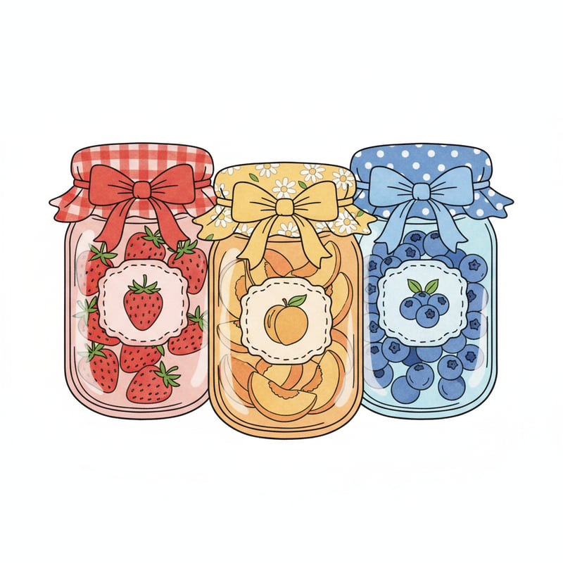 Vintage Mason Jars with Fruit Preserves