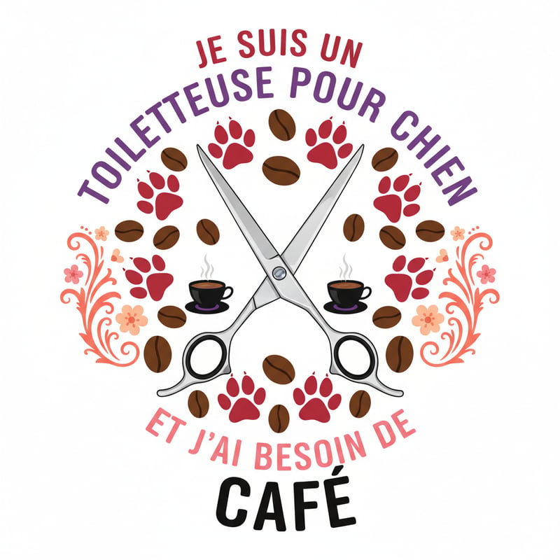 Dog Grooming Coffee Illustration