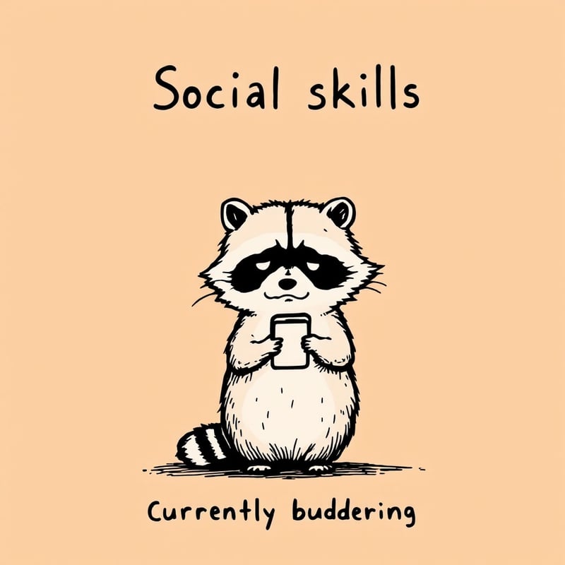 Social Skills Raccoon Illustration