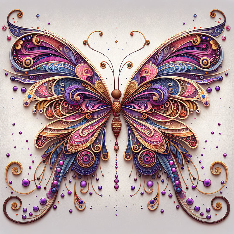 Ornate Purple Butterfly Illustration