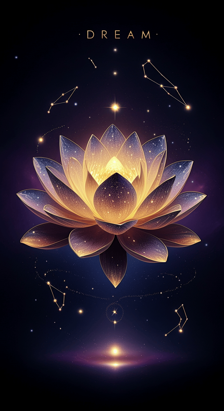 Cosmic Lotus with Nebula Typography