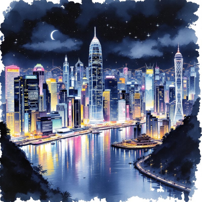 Vibrant Hong Kong Travel Poster