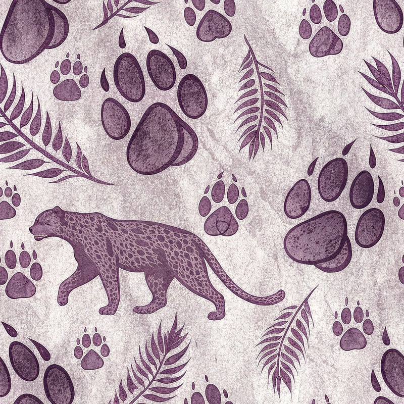 Cougar Paw Print Seamless Pattern