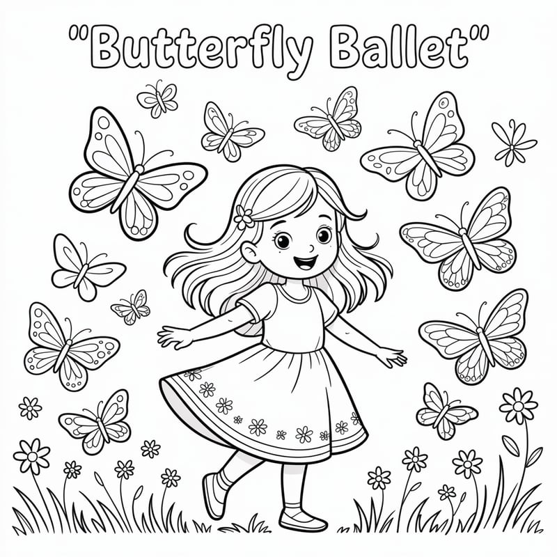 Butterfly Ballet Coloring Page