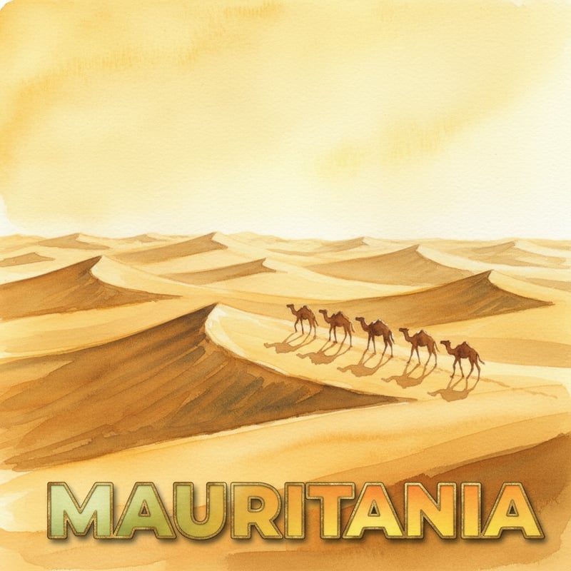 Golden Desert Watercolor of Nouakchott