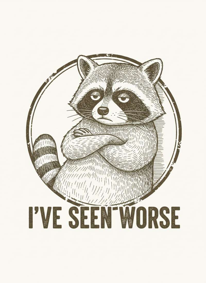 Vintage Raccoon Ink Illustration