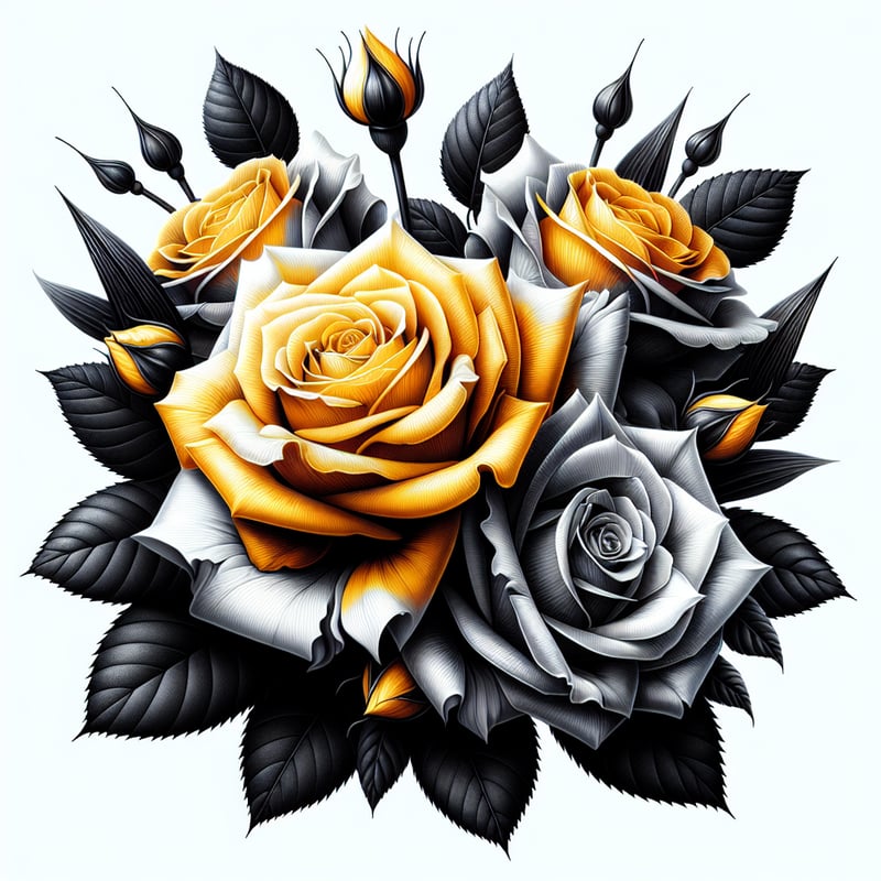Dramatic Yellow Orange Rose Bouquet