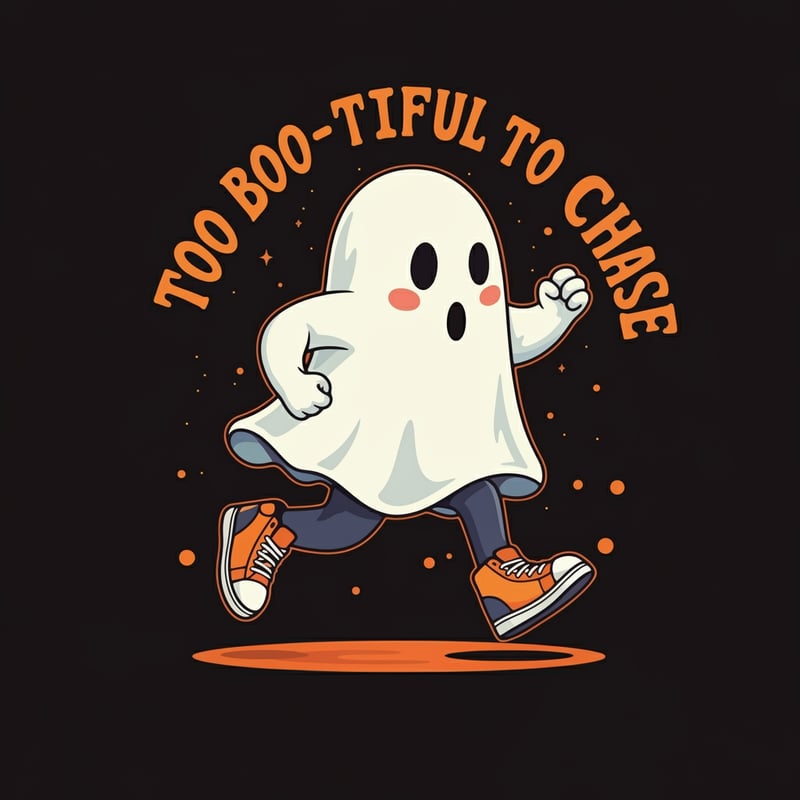 Running Cartoon Ghost in Sneakers