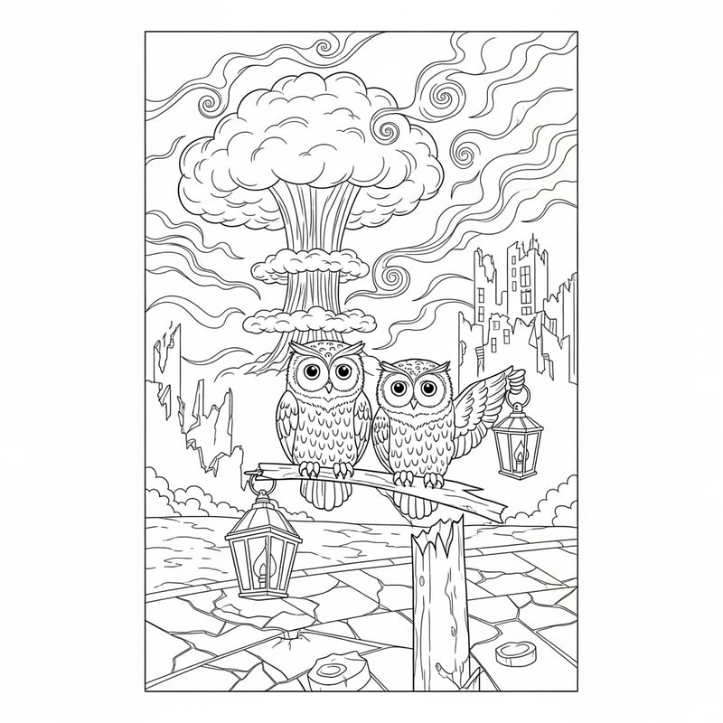 Black and White Owl Coloring Page