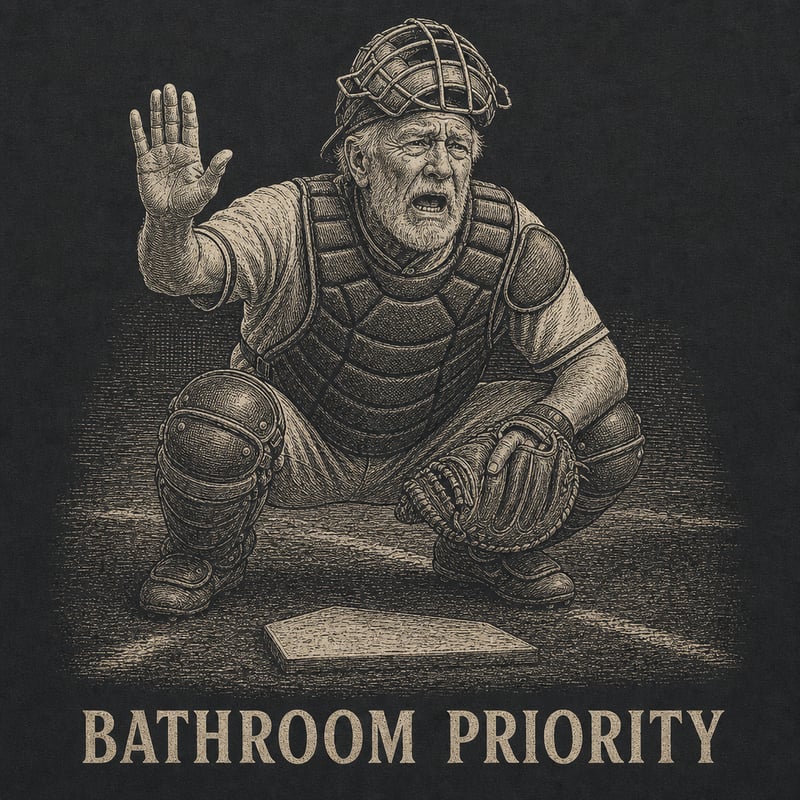 Engraved Elderly Baseball Catcher