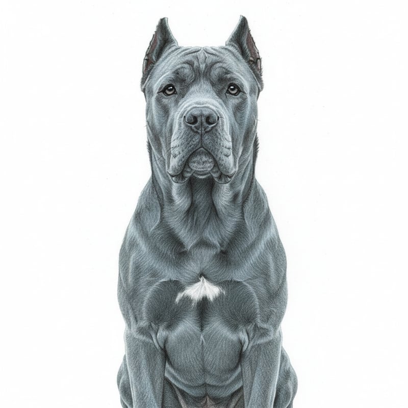 Realistic Grey Cane Corso Drawing