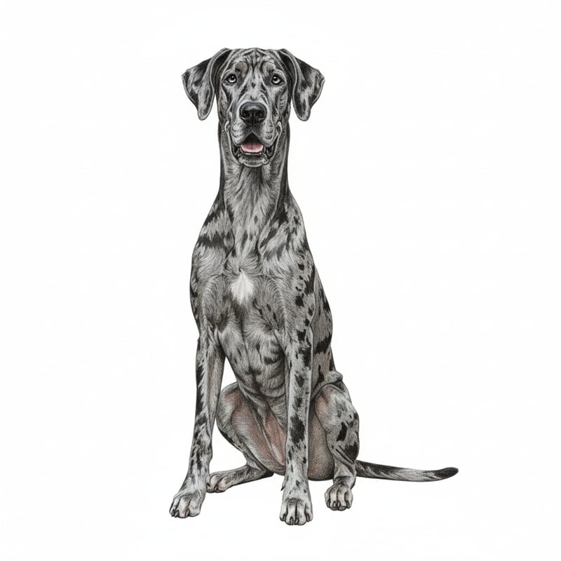 Realistic Merle Great Dane Drawing