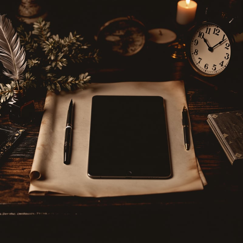 Vintage Writing Desk with Modern Device