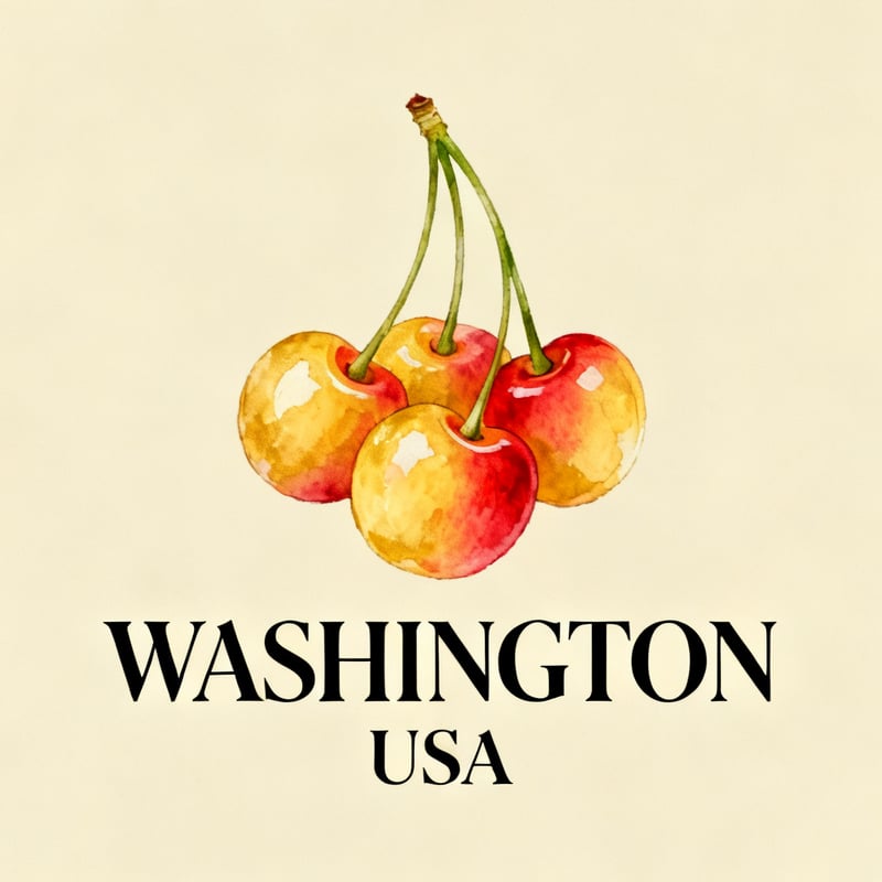 Minimalist Washington Rainier Cherry Design