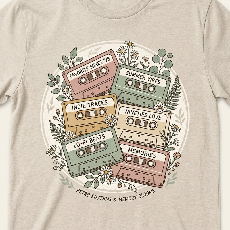 Vintage Cassette Tapes with Daisies