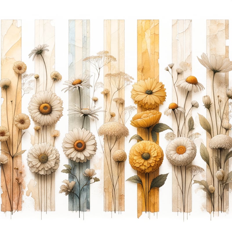 Watercolor Floral Brushstroke Collage