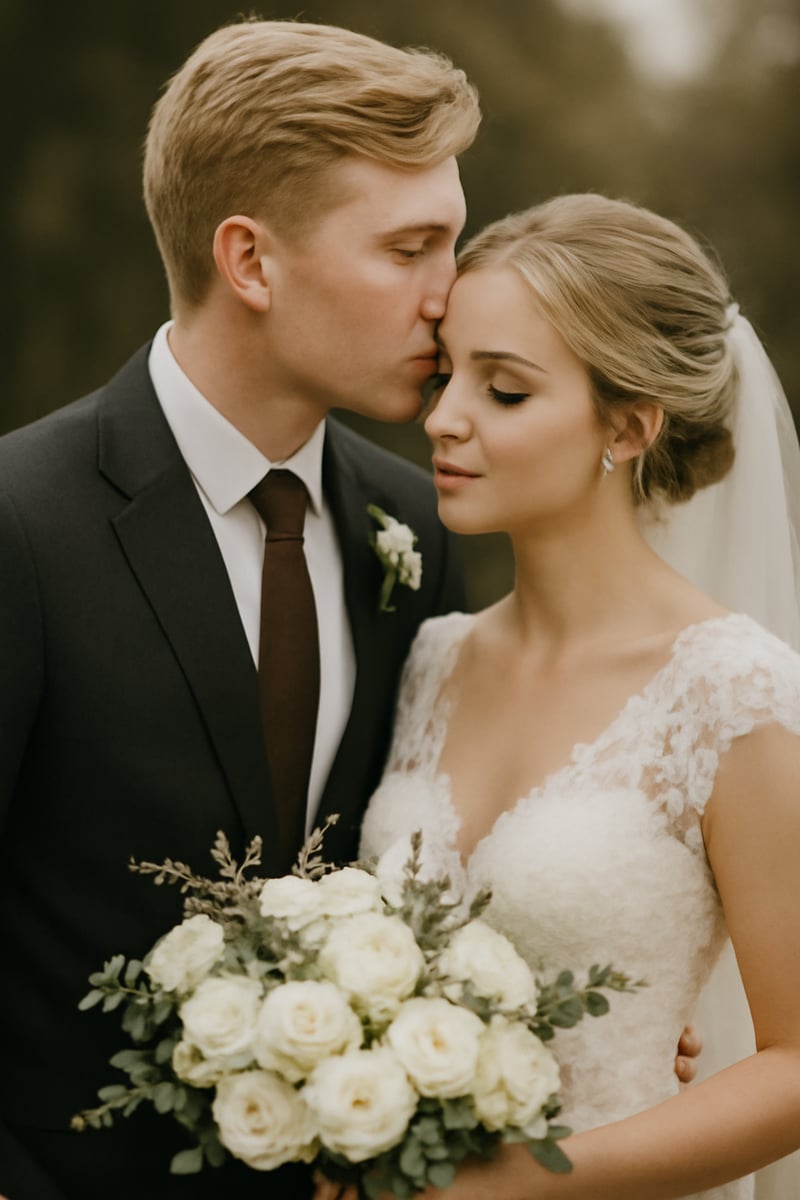 Romantic Wedding Couple Embrace