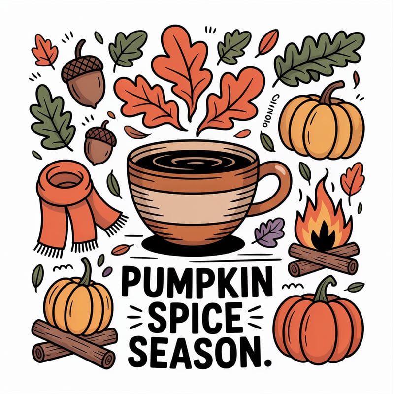 Fall Doodle Illustration with Coffee