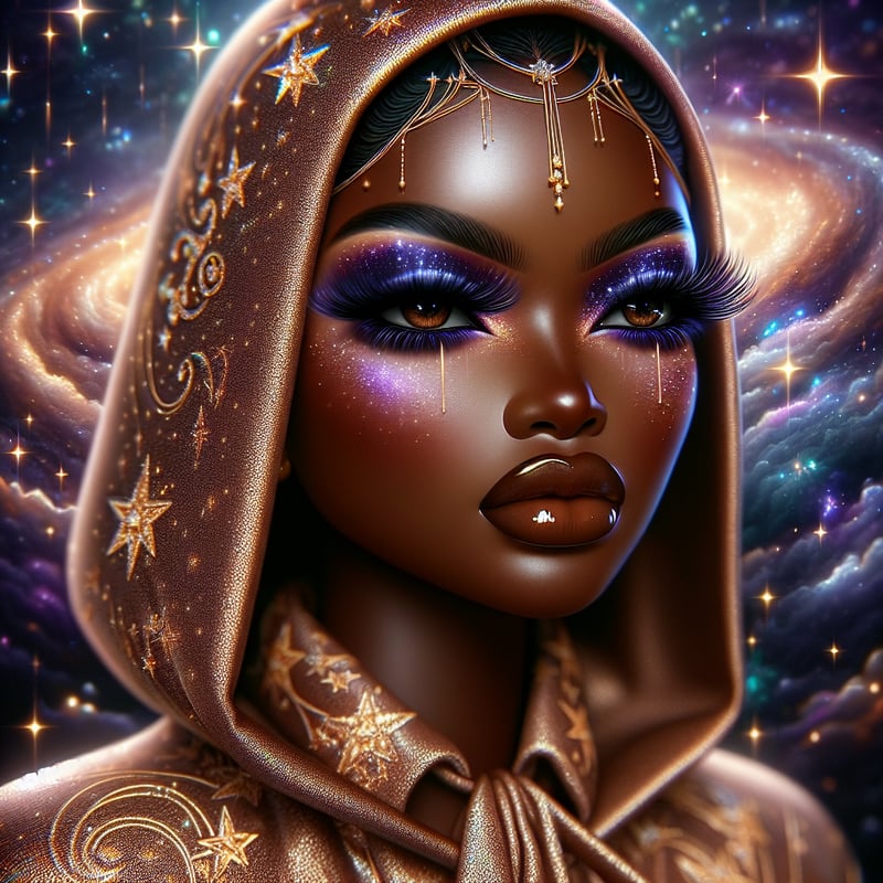 Elegant Nigerian Woman in Cosmic Style