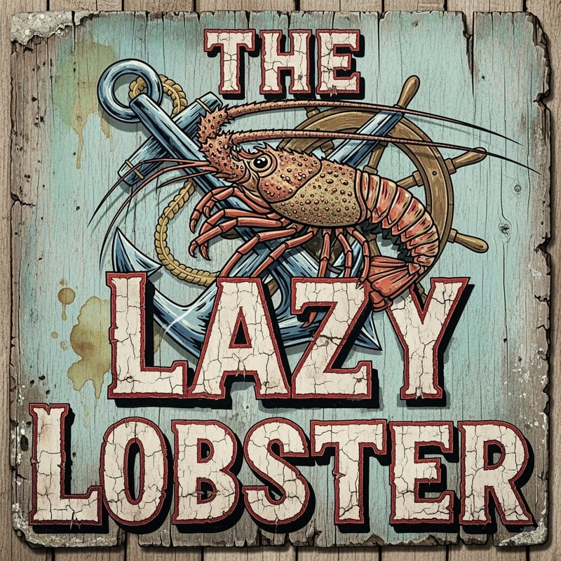 Distressed Lazy Lobster Tavern Logo