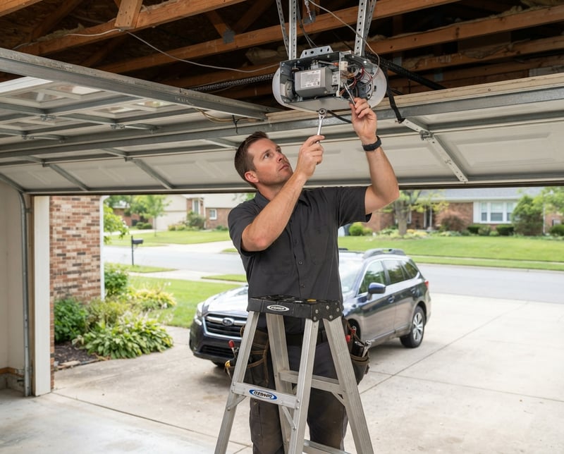 Technician Repairing Garage Door Opener