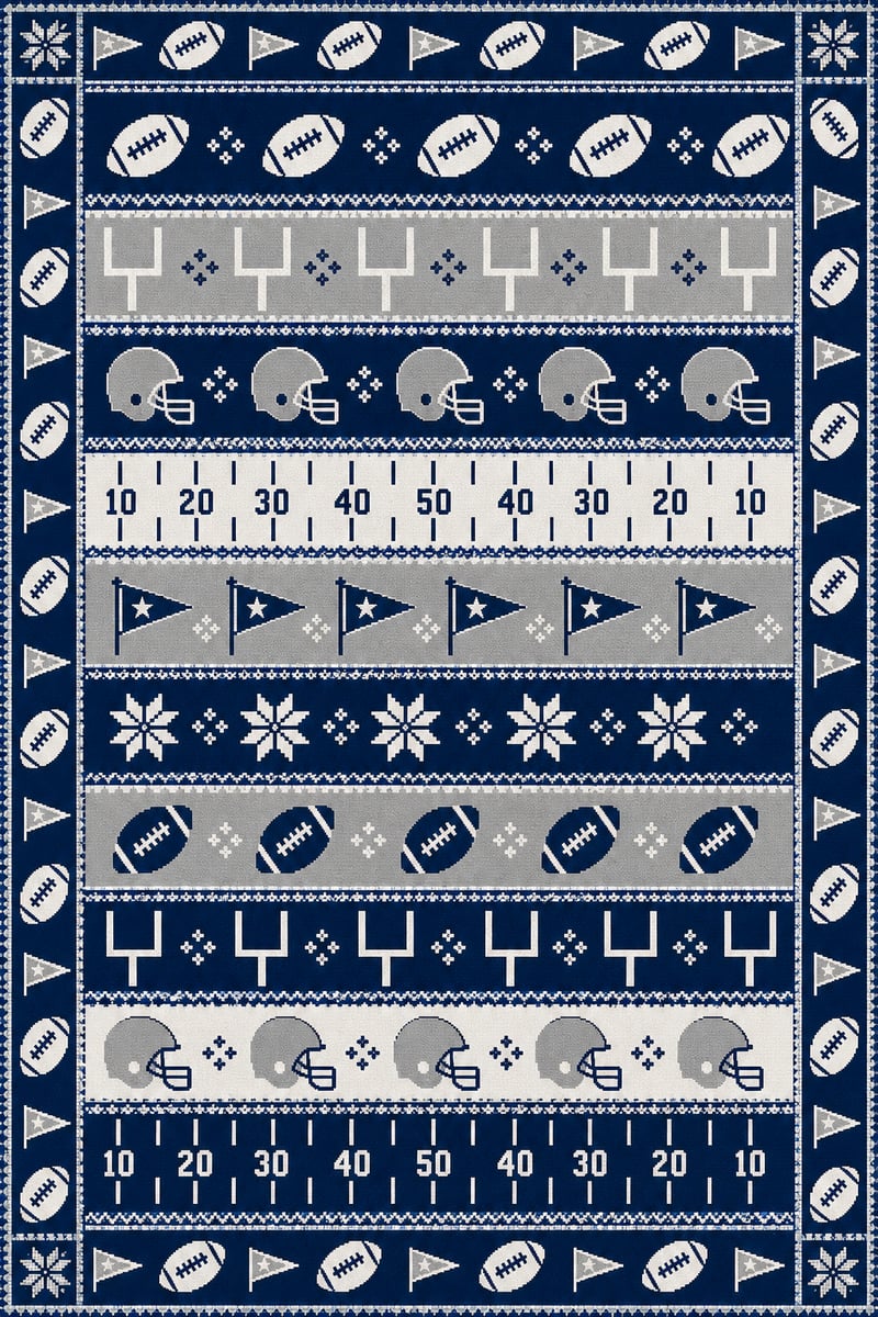 Football Motif Fair-Isle Knit Pattern