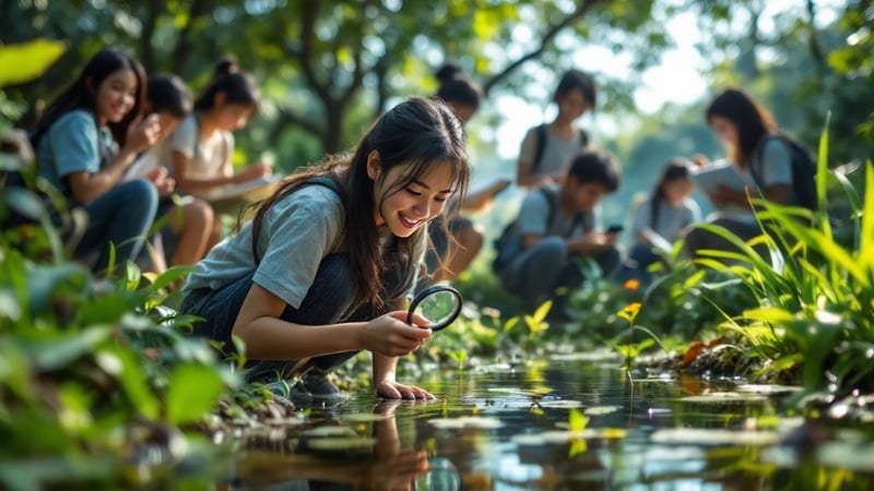 Thai Girl Biology Field Study