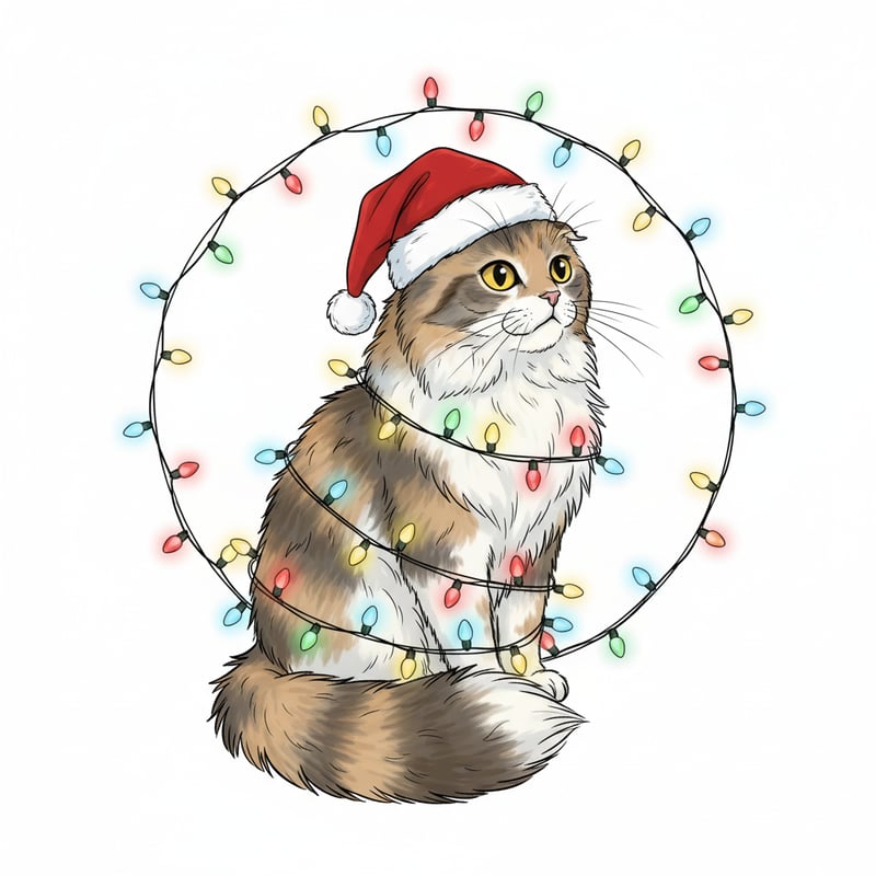 Festive Foldex Cat with Christmas Lights