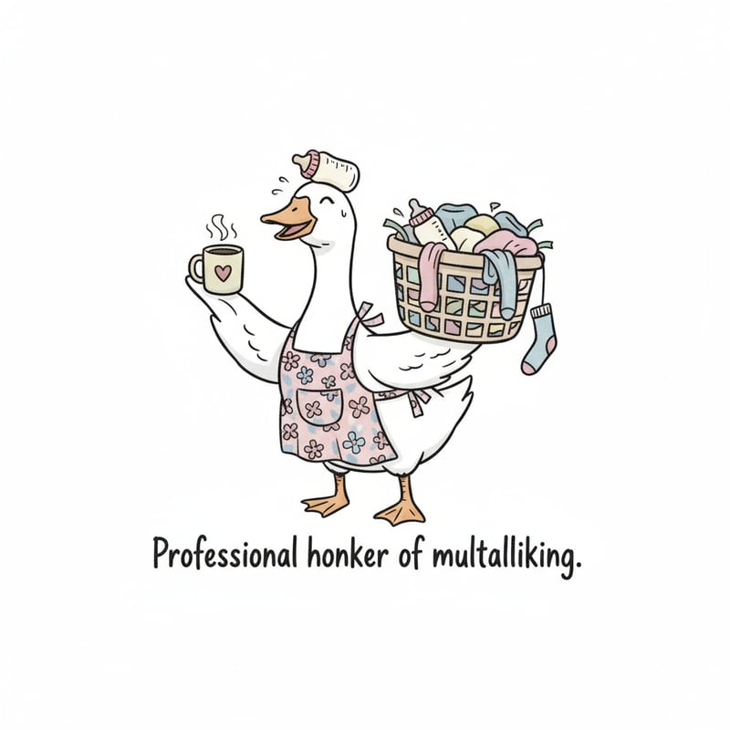Funny Mom Goose Multitasking Design