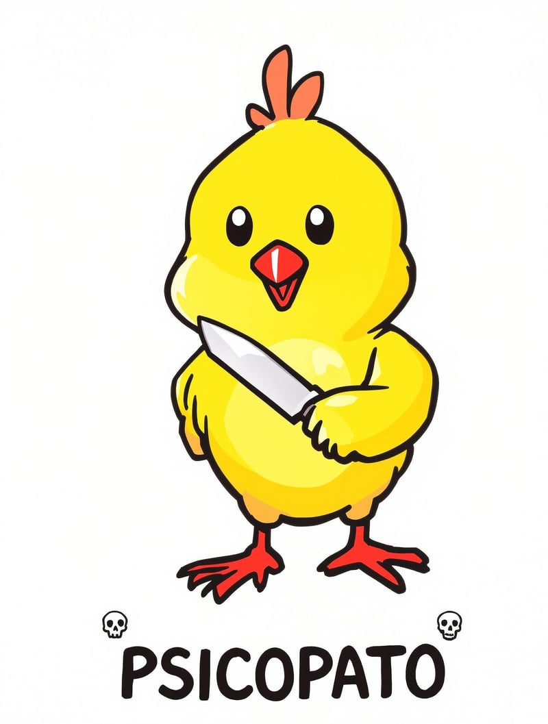 Cartoon Yellow Bird with Knife
