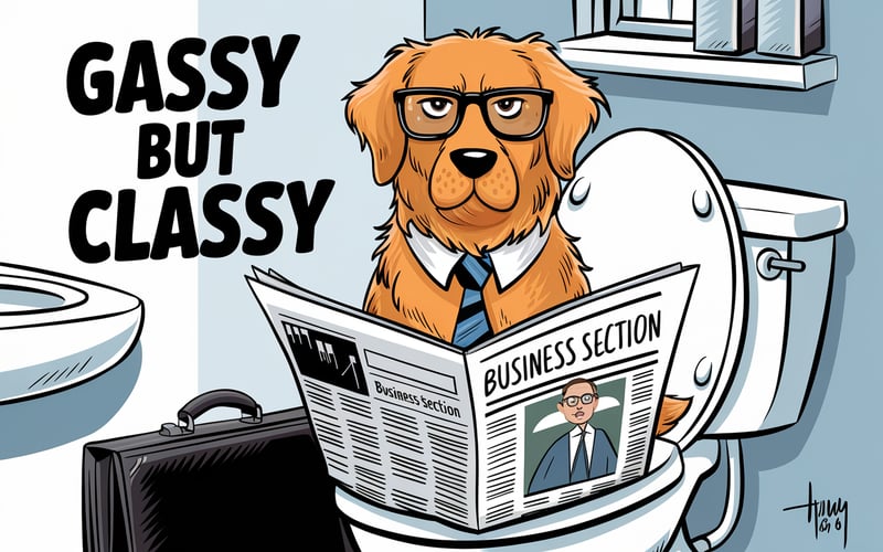Cartoon Golden Retriever Dad Humor