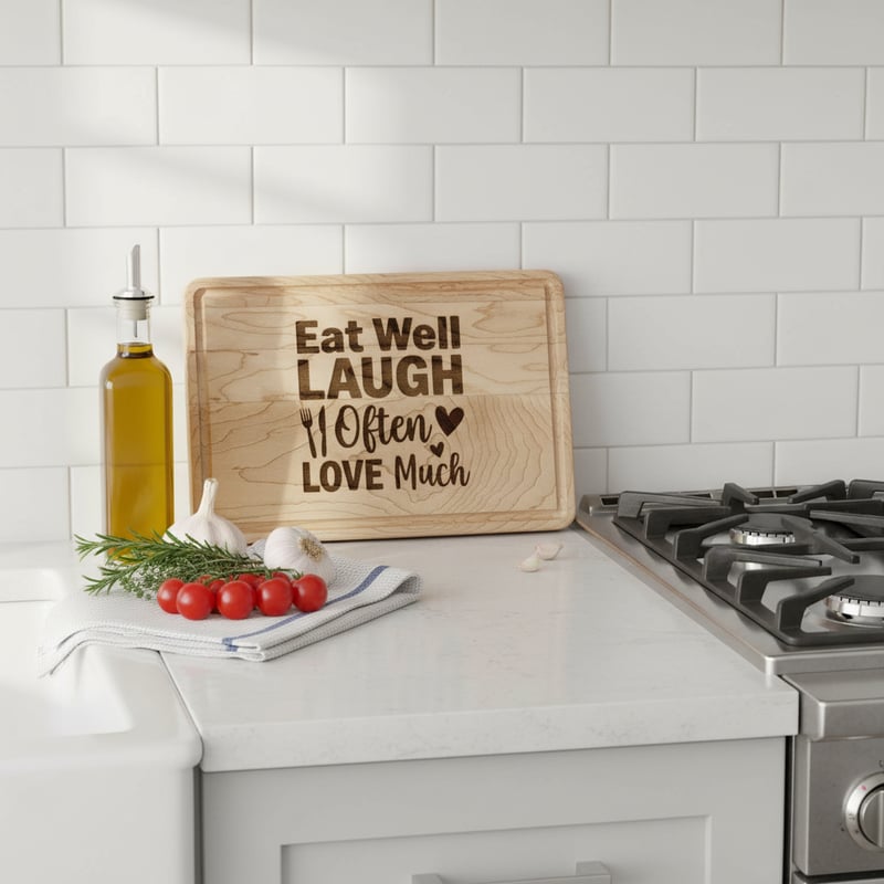 Kitchen Cutting Board with Ingredients