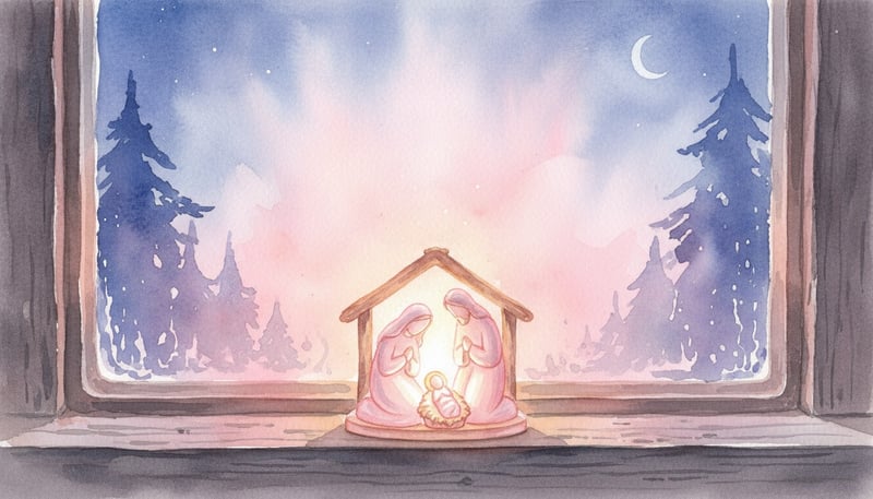 Symbolic Watercolor Nativity Scene