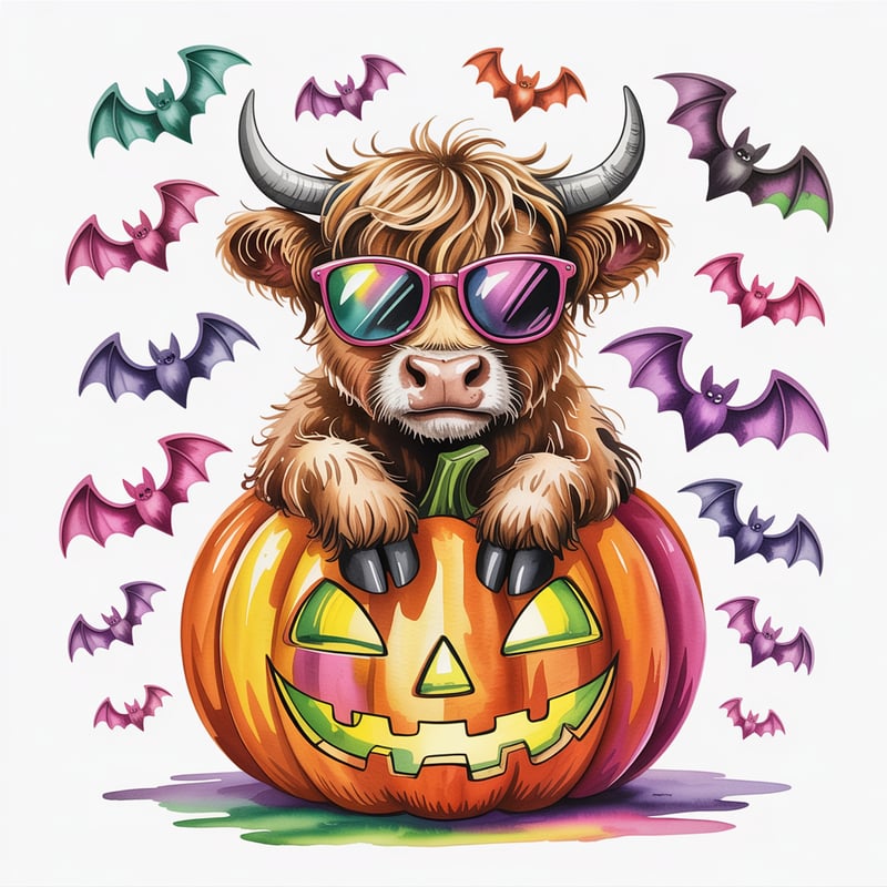 Cute Highland Cow with Sunglasses
